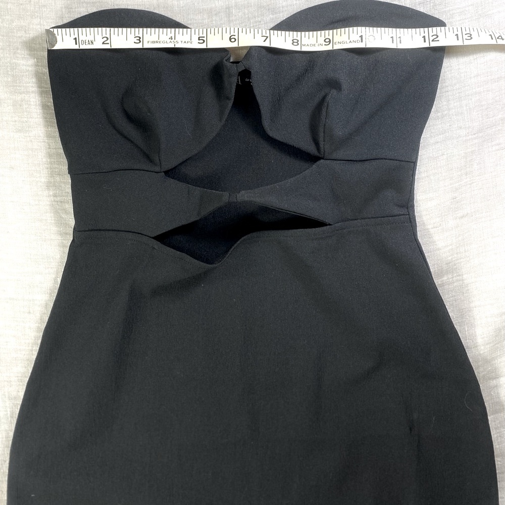 NWOT Zara Asymmetric Little Black Dress Midi Cut Out Waist Feminine Cocktail S - Picture 8 of 11